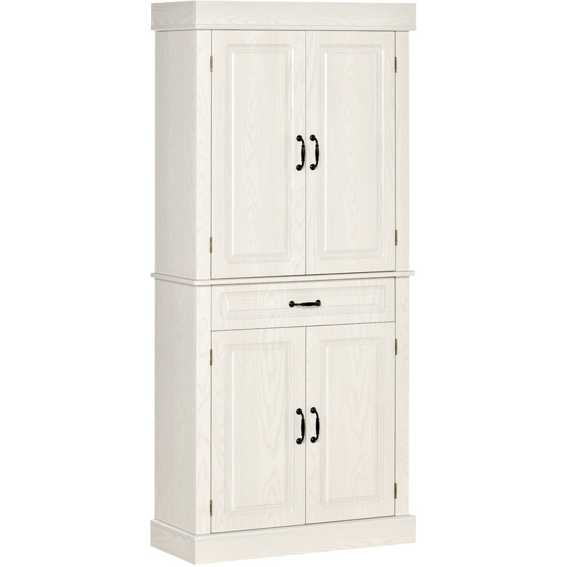 White Wood Grain Kitchen Cupboard with 4 Doors & Shelves