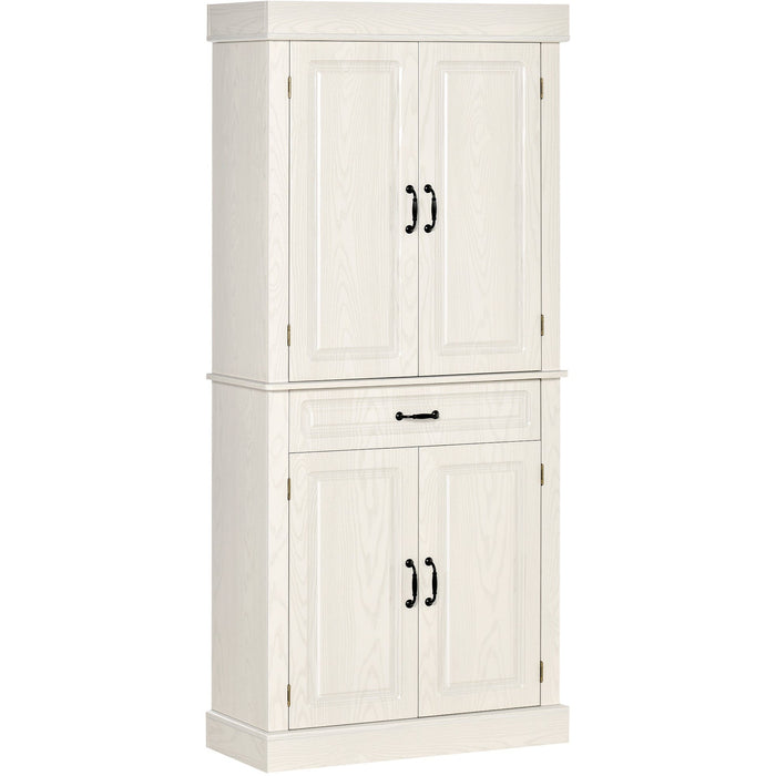 White Wood Grain Kitchen Cupboard with 4 Doors & Shelves