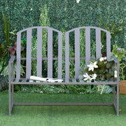 Outsunny Garden Bench Loveseat 2 Seat Chair for Outdoor Park, Yard, Steel Frame, Decorative Slatted Design, Grey Outsunny