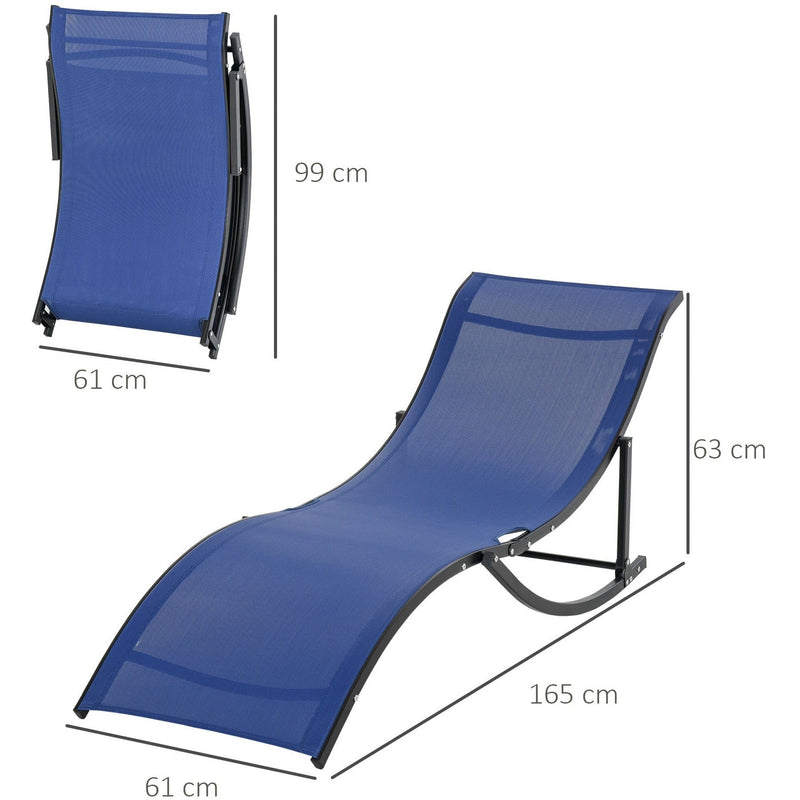 S Shaped Sun Lounger Set, Foldable, Set of 2
