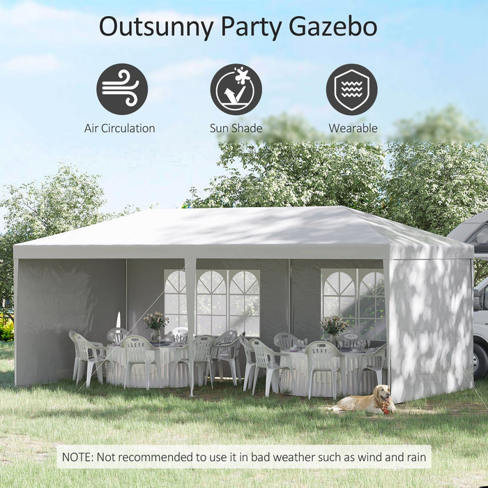 6x3 Gazebo With Sides, Open Front, Patio Canopy, White