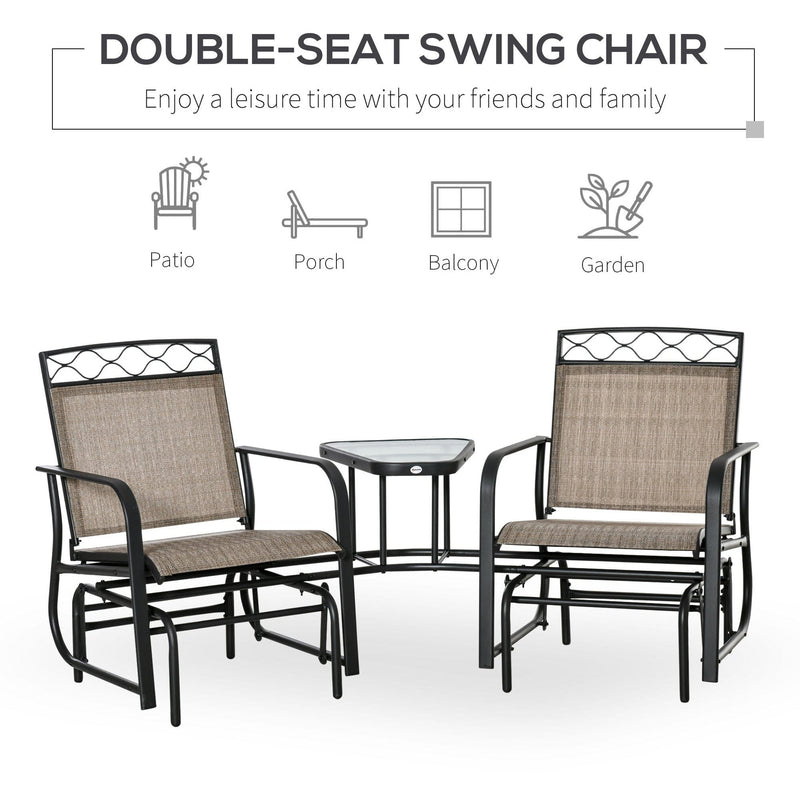 Double Patio Glider Chair, Brown