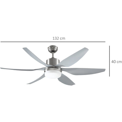 6-Blade Indoor Ceiling Fan with Light, Reversible, Remote Homcom