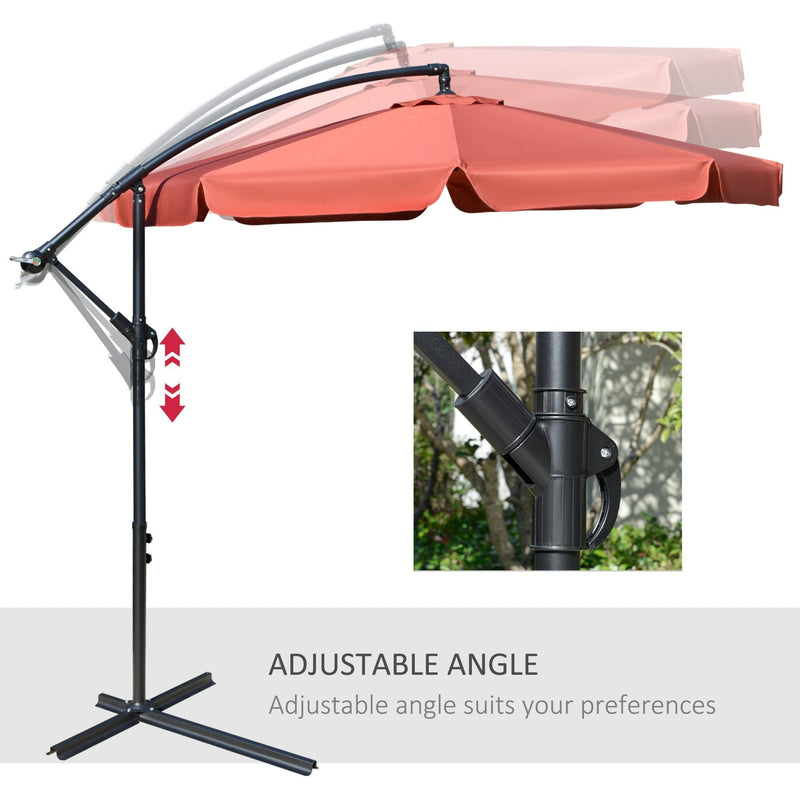 2.7m Cantilever Parasol With Cross Base - Crank Handle