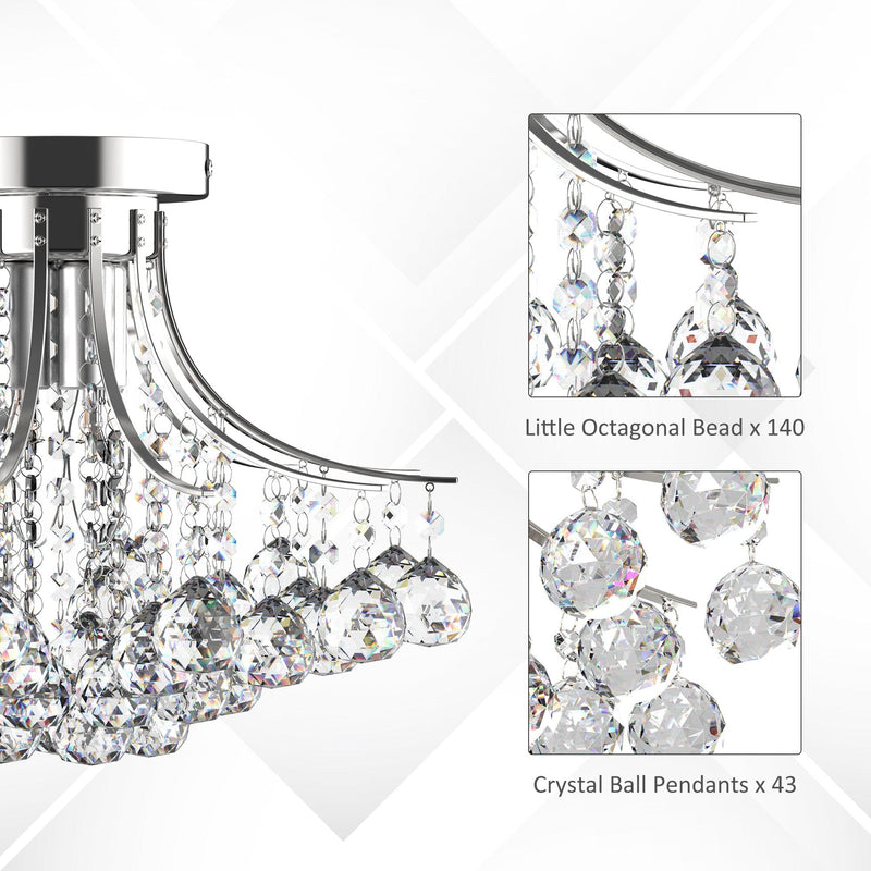 Elegant Crystal Chandelier, 3-Light K9 Crystal, D40x28cm