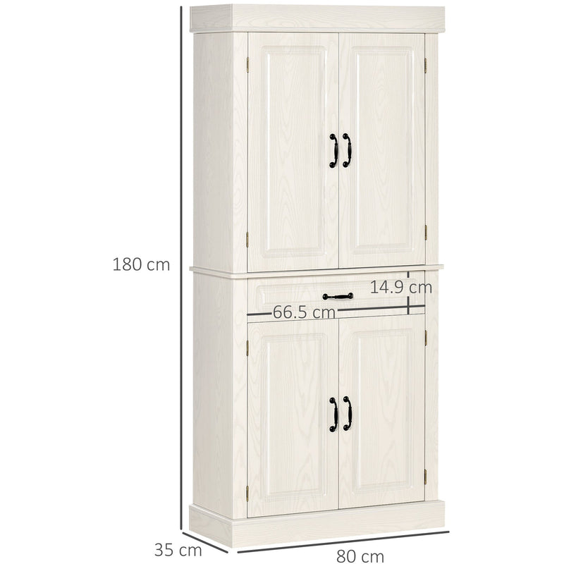 White Wood Grain Kitchen Cupboard with 4 Doors & Shelves