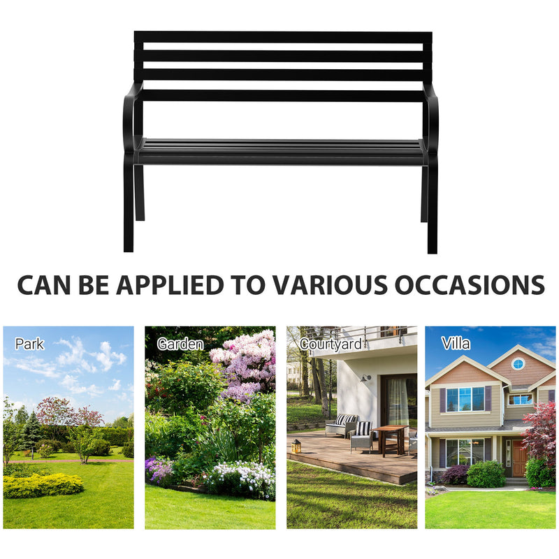 Black Metal Garden Bench