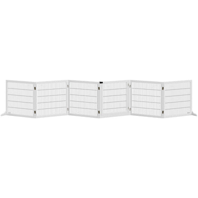 White Freestanding Wooden Pet Gate, 6 Panels Pawhut