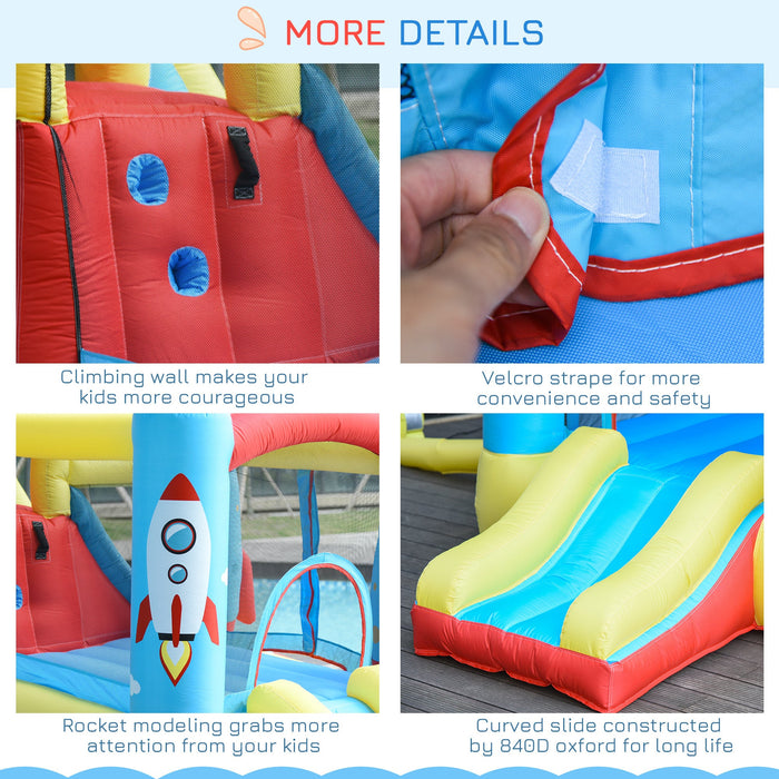 Kids Rocket Themed Bouncy Castle With Pump, Age 3-10 Years