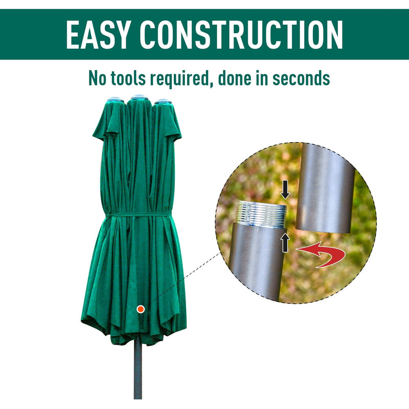 4.6m Double Sided Parasol With Crank Handle, Cross Base