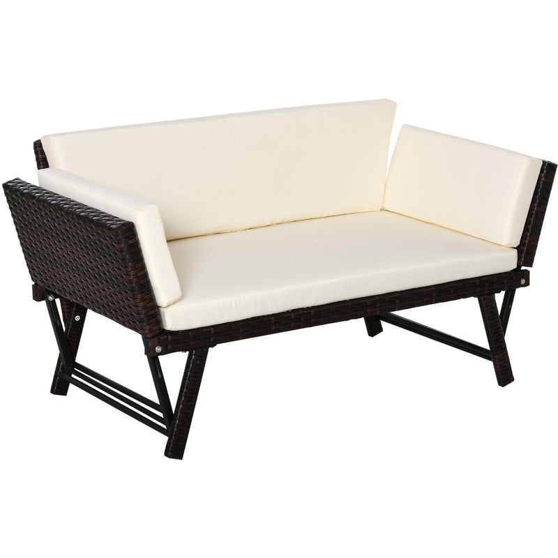 2 Seater Rattan Sofa Daybed Bench with Cushions