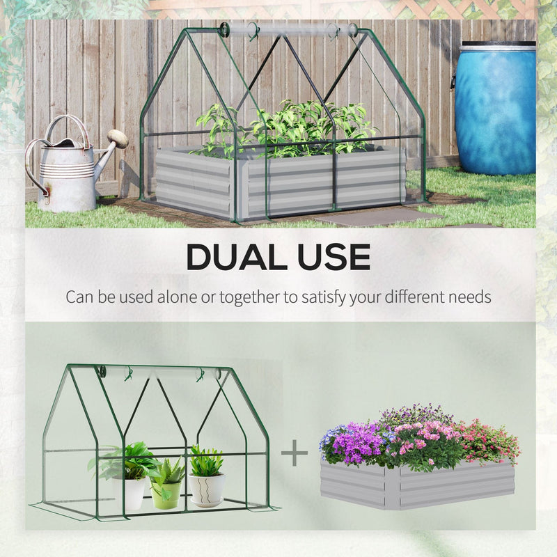 Steel Garden Bed with Greenhouse 127x95x92cm