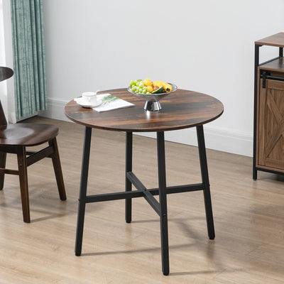 85cm Round Wooden Dining Table, Rustic Brown Homcom