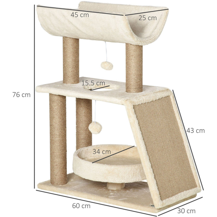 Wall-Mounted Cat Tree: 4-Layer, Oak