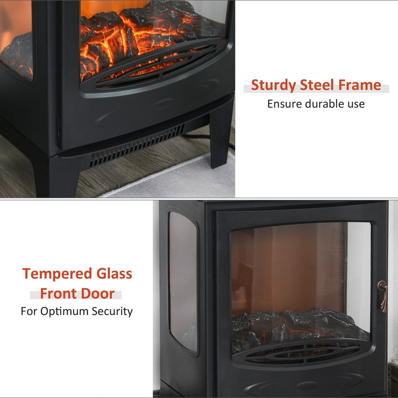 1800W Portable Fireplace Heater, Black