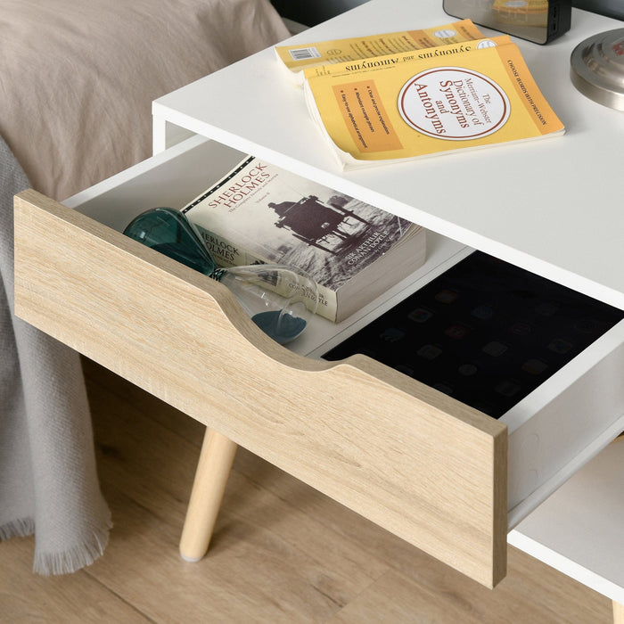 Bedside Table, Drawer & Shelf, Nightstand