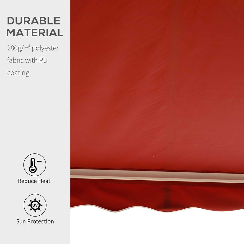 Manual Retractable Awning, 2.5x2 m, Dark Red