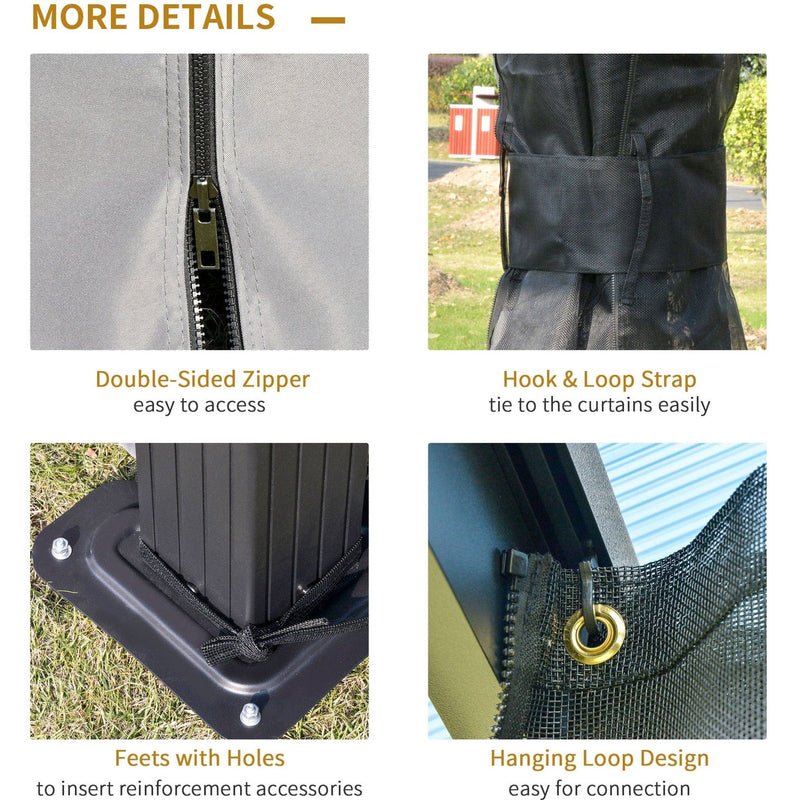 Contemporary Garden Gazebo With Hard Roof, Privacy Curtains, 3.6x3m