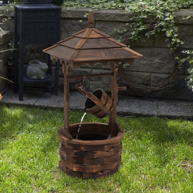 Fir Wood Garden Decor Wishing Well Waterfall