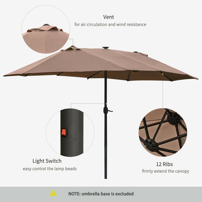 4.4m Double Sided LED Garden Parasol - Patio Sun Shade