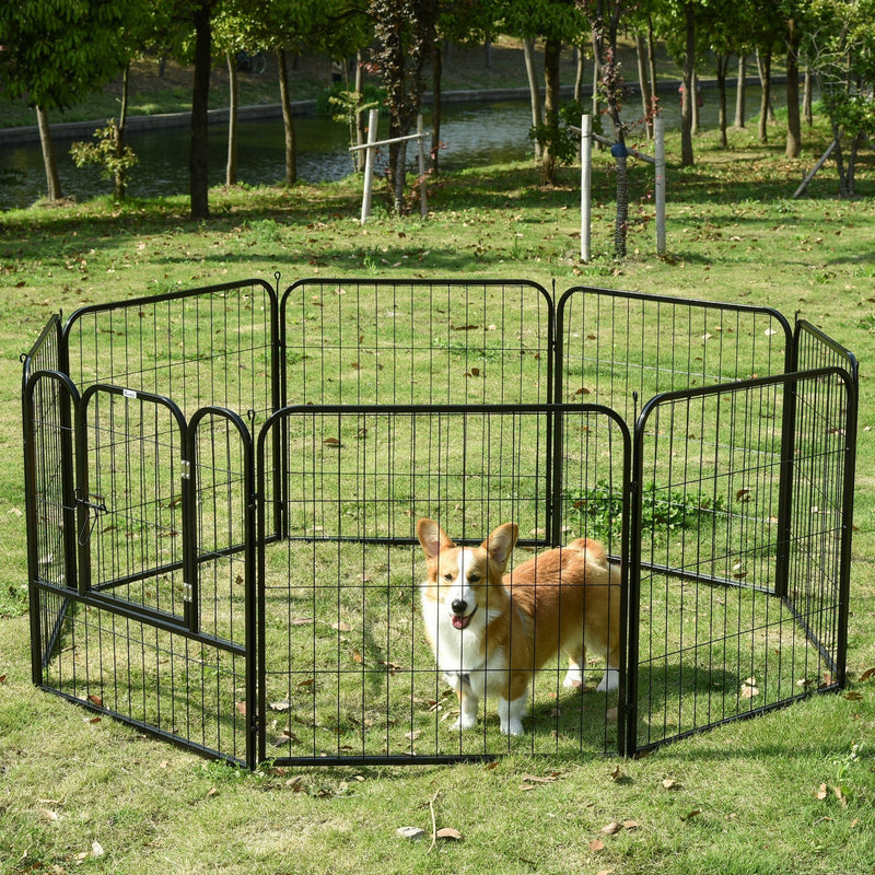 Heavy Duty Dog Play Pen, Foldable, Black Pawhut