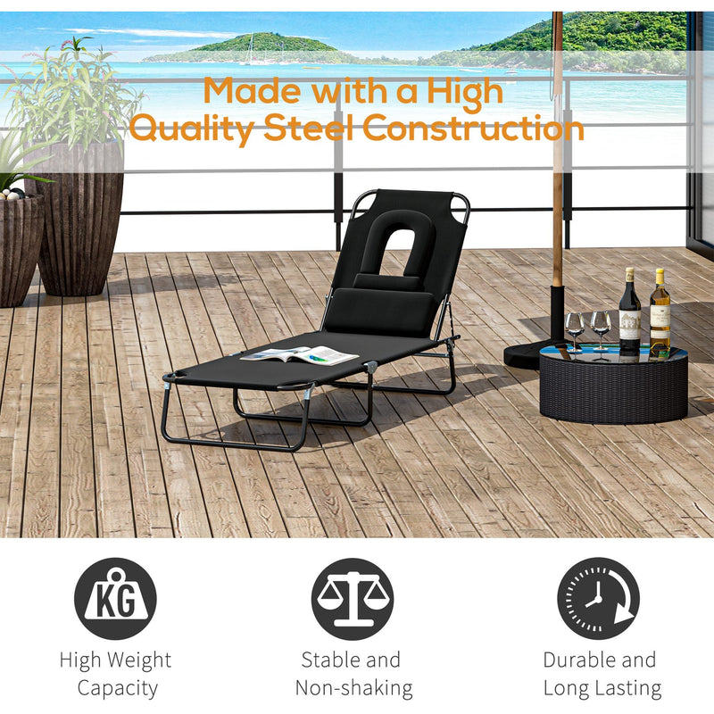 Folding Sun Lounger With Face Hole Outsunny