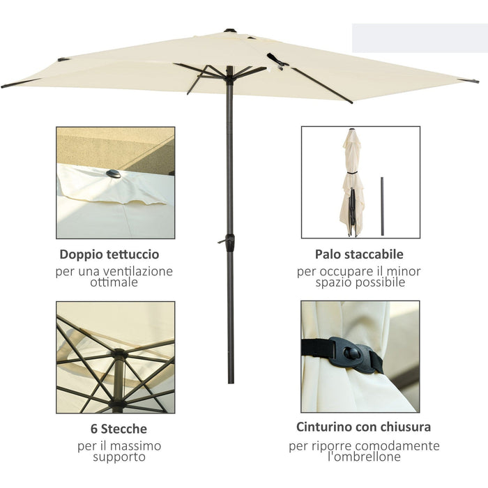 3x2m Rectangular Garden Parasol