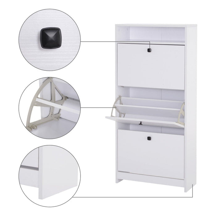 HOMCOM Narrow Shoe Cabinet For Hallway, White