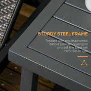 Outsunny Garden Side Table, Patio Coffee Table with Umbrella Hole, End Table with Steel Frame for Balcony, Grey Outsunny