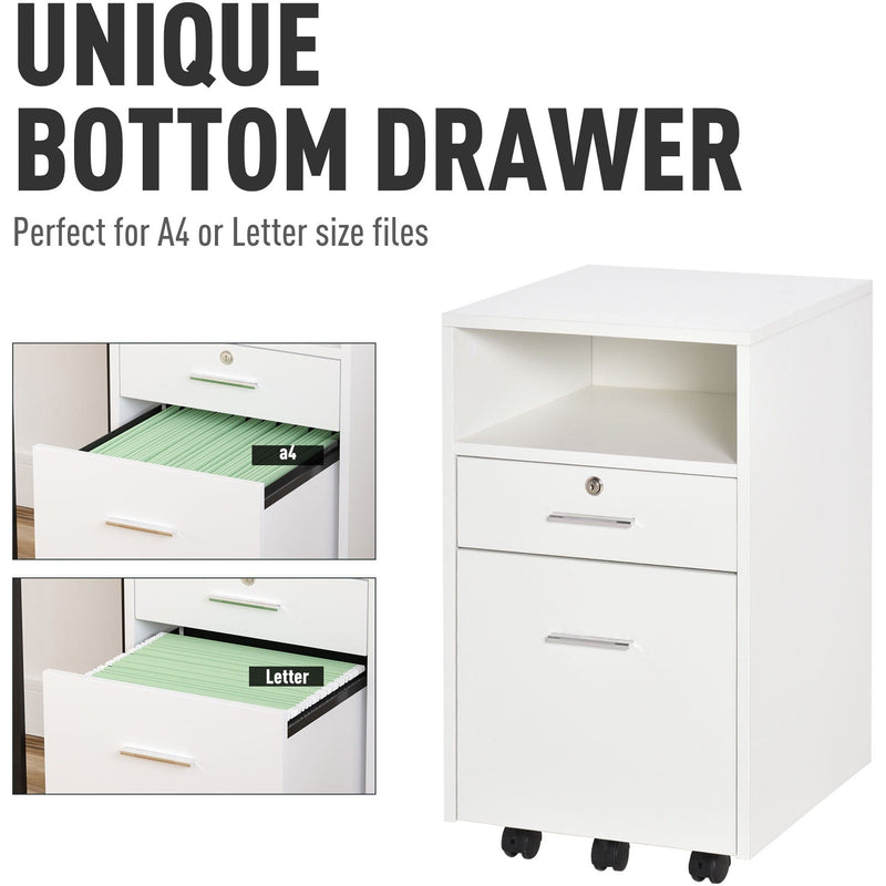Mobile File Cabinet 39.5x40x60cm White