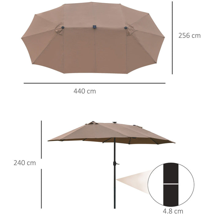 4.4m Double Sided LED Garden Parasol - Patio Sun Shade