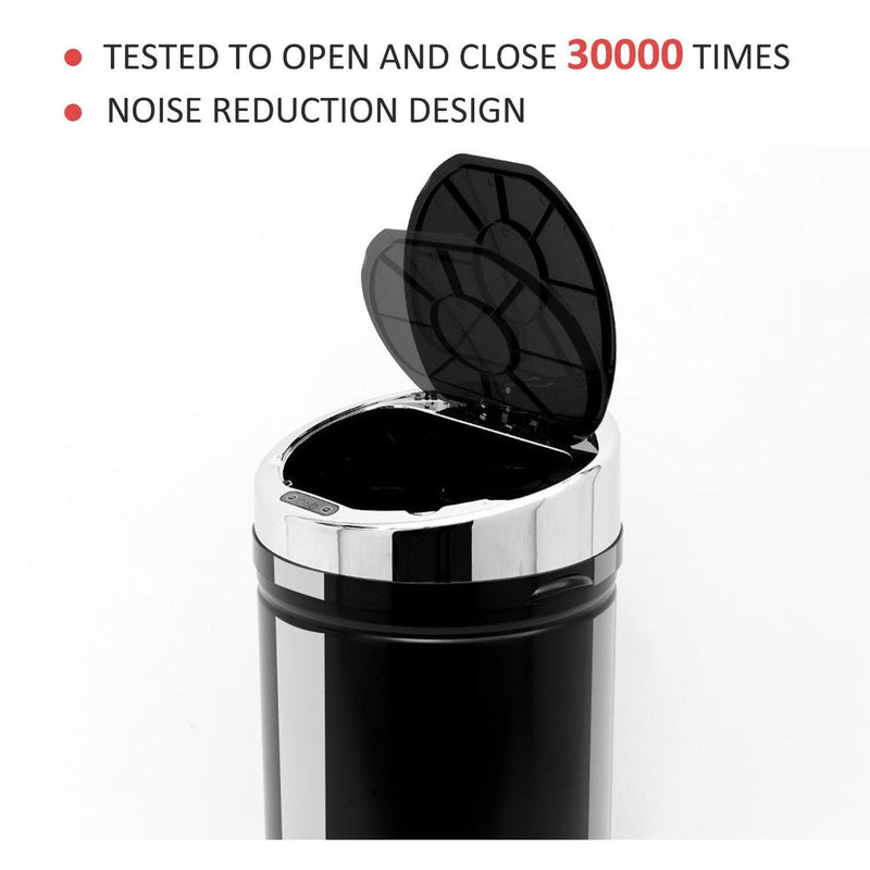 42L Stainless Steel Motion Sensor Kitchen Bin, Black