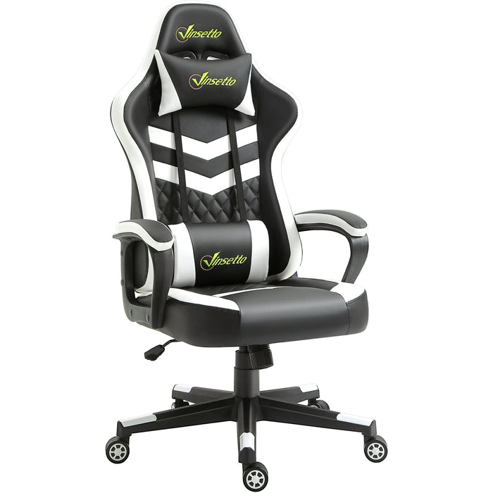 Racing Gaming Chair with Lumbar Support White & Black