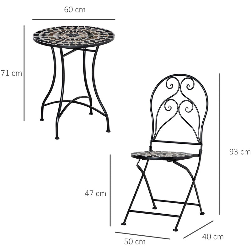 Mosaic Outdoor Bistro Set, Metal Frame