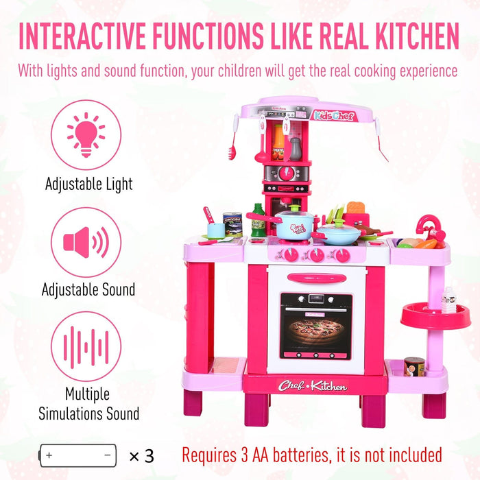 38-Piece Kids Kitchen Play Set, Realistic Sounds, Lights