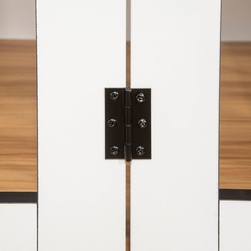 Large Dog Cage End Table with Wheels, Front Latch, White