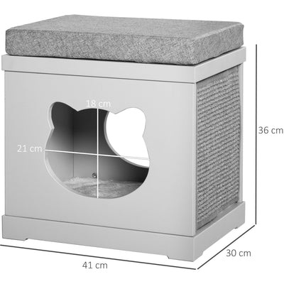 Indoor Cat House Bed, Kitten Cave, Sisal Pads, Soft Cushions Pawhut