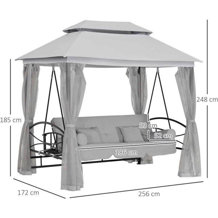 2-in-1 Convertible Swing Chair Day Bed, Grey