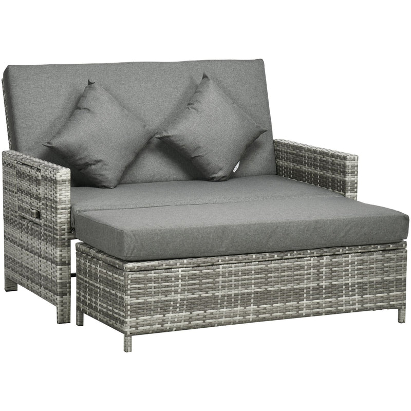 Grey 2 Seater Outdoor Rattan Daybed/Sofa