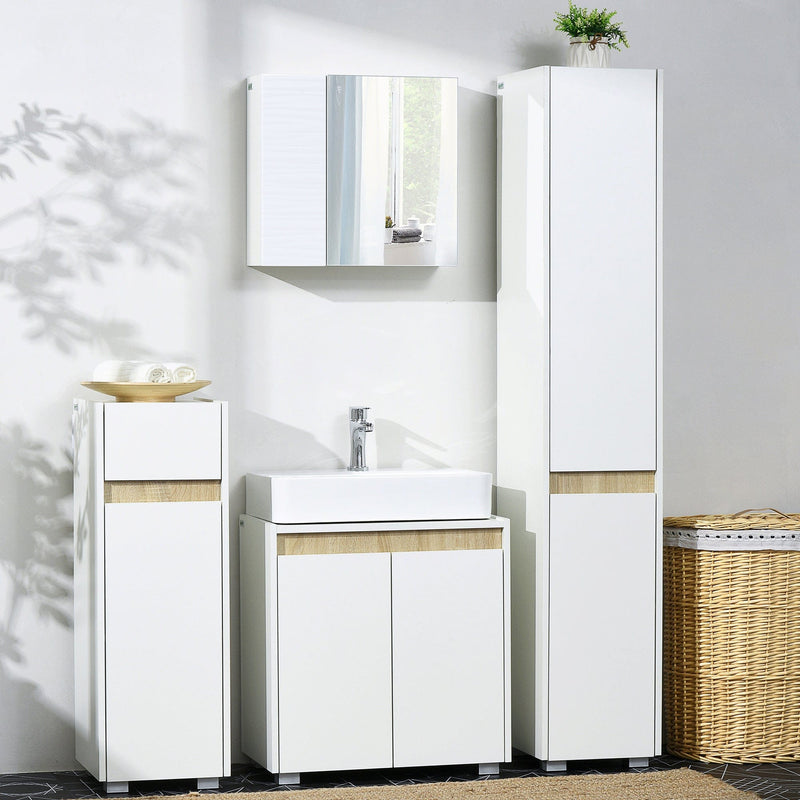 White Floor Standing Bathroom Sink Cabinet With Double Doors