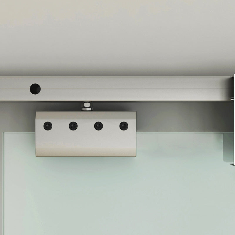 Frosted Glass Sliding Barn Door Kit w/ Stripes