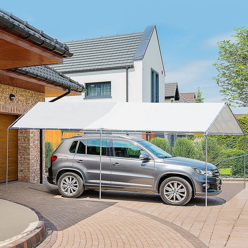 3x6m Heavy Duty Carport - Galvanized Steel - White