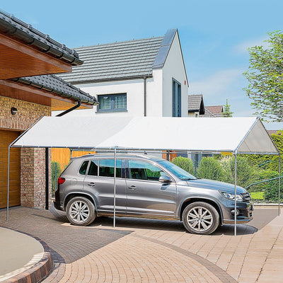 3x6m Heavy Duty Carport - Galvanized Steel - White Outsunny