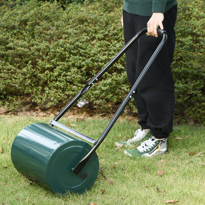30L Garden Lawn Roller, Water/Sand Filled, Green Outsunny
