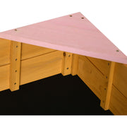 Square Wooden Sand Pit For Kids Age 3-8 Years Outsunny