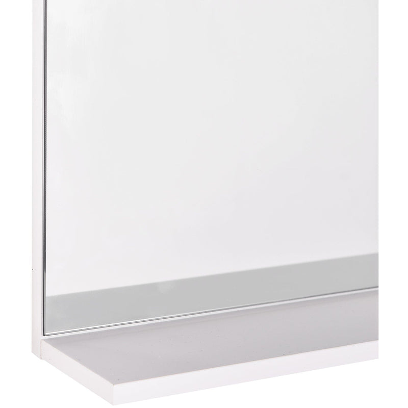 kleankin Modern Bathroom Mirror, Wall-mounted Vanity Mirror with 3 Tiers Storage Shelves for Make Up, White Kleankin