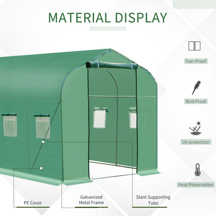 Steel Frame Polytunnel Greenhouse, 4x2m