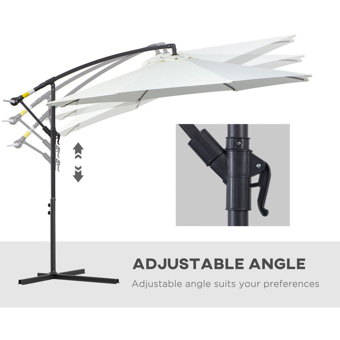 3m Banana Parasol, Crank Handle, 8 Ribs, Cross Base