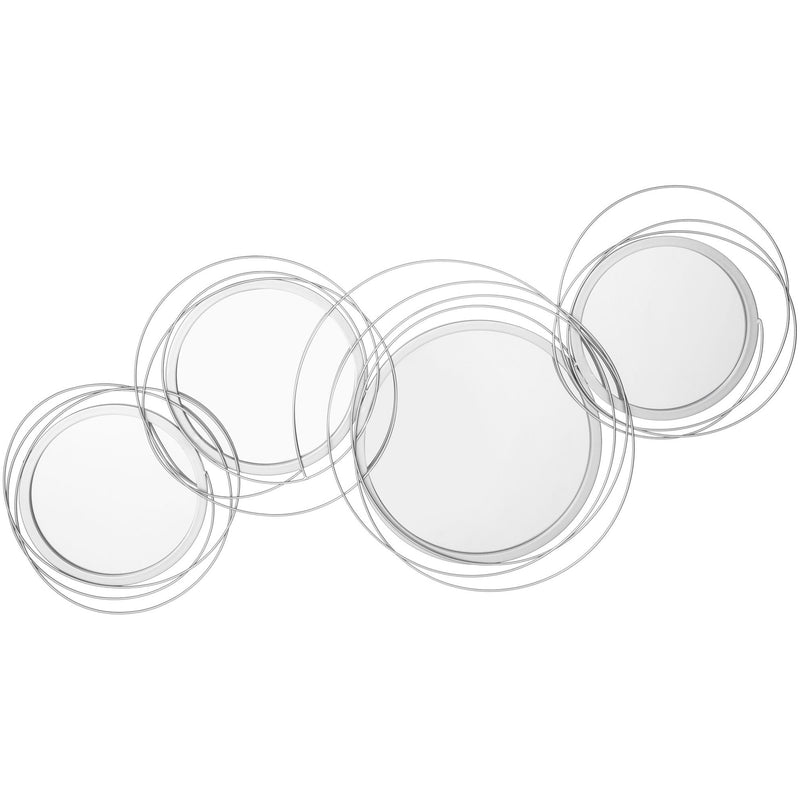 Silver Metal Wall Art with Decorative Mirror Homcom