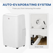 HOMCOM 12,000 BTU Portable Air Conditioner Dehumidifier Cooling Fan for Room up to 25m², with Remote, LED Display, 24H Timer, Window Mount Kit, White Homcom